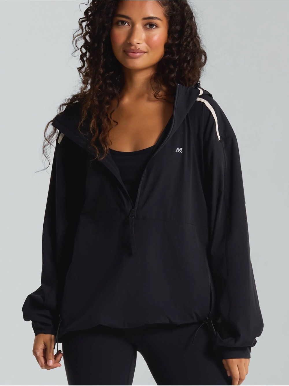 Municipal Women’s Black Hooded Half-Zip Pullover Jacket